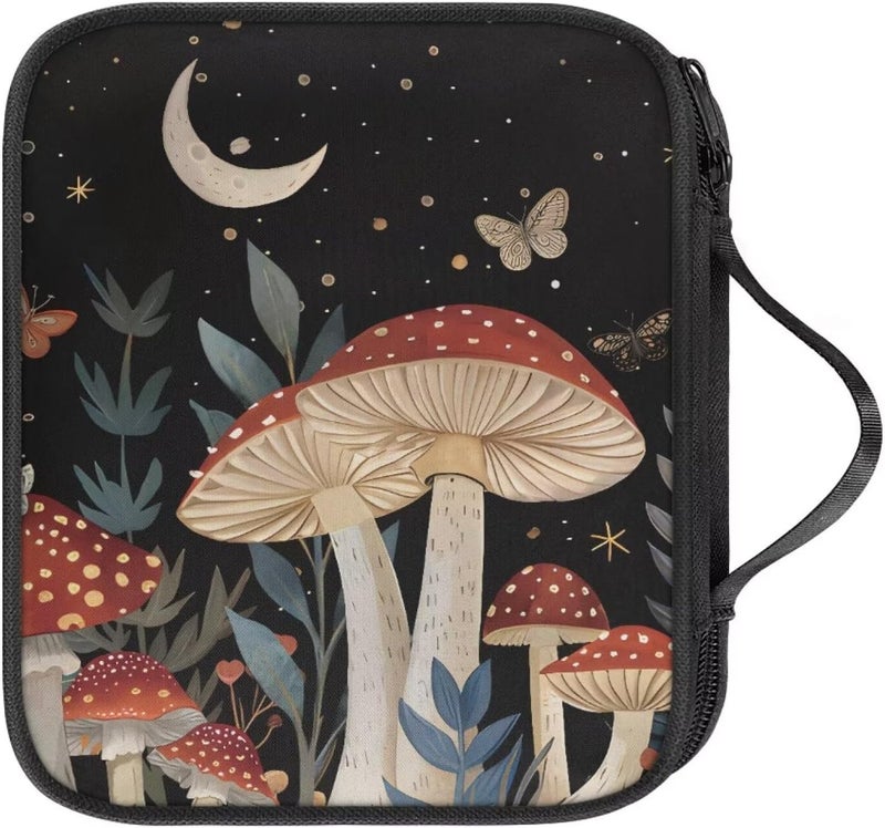 Vanideaoty Store Moon Mushroom Crochet Storage Organizer with Handle Web Pockets Crochet Hook Case Breathable and Hand Washable - Image 1